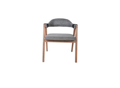 Modern Armchair Chair 1x Dining room Real Wood Lounge Seat Upholstered Chair Textile