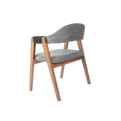 Modern Armchair Chair 1x Dining room Real Wood Lounge Seat Upholstered Chair Textile