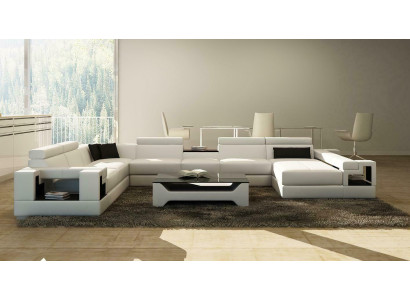 Leather sofa Couch Living landscape Corner sofa Corner Suite Design Modern Sofa 6138