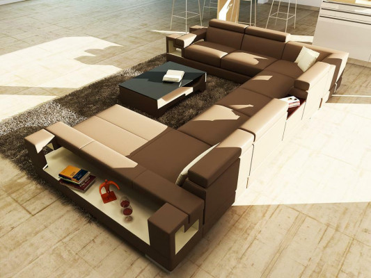Leather sofa Couch Living landscape Corner sofa Corner Suite Design Modern Sofa 6138