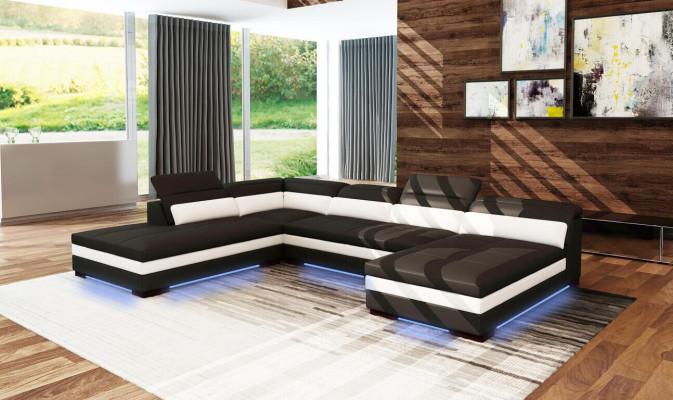 Leather sofa Couch Living landscape Corner sofa Corner Suite Design Modern Sofa 5127