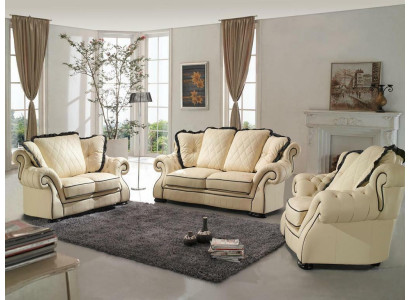Classic Couch Set Sofa Upholstery Seat Leather Suite 3+2+1 Sofas