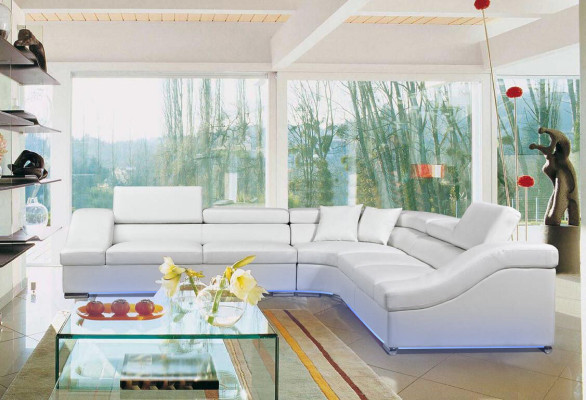 Leather sofa Couch Living landscape Corner sofa Corner Suite Sofa Design Modern