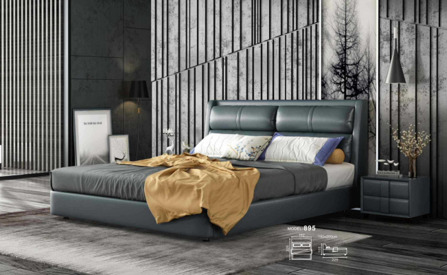 Leather Bed Upholstery Design Luxury Double Hotel Beds Sleep Room Marriage 180x200 cm