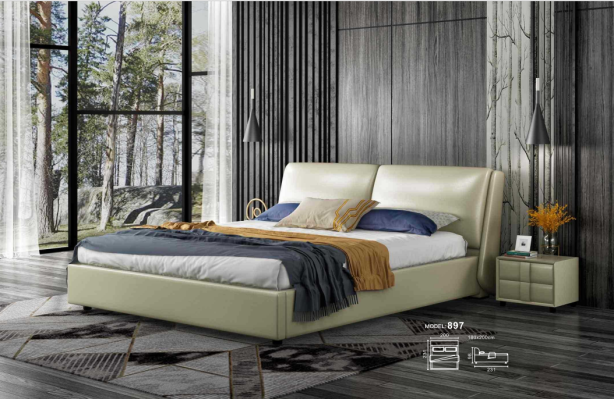 Leather bed Beds double marriage modern frame luxury bedroom hotel 180x200