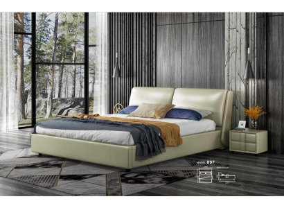 Leather bed Beds double marriage modern frame luxury bedroom hotel 180x200