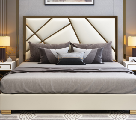 Bed Upholstery Design Luxury Double Hotel Beds Sleep Room Decoration Leather new
