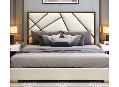 Bed Upholstery Design Luxury Double Hotel Beds Sleep Room Decoration Leather new