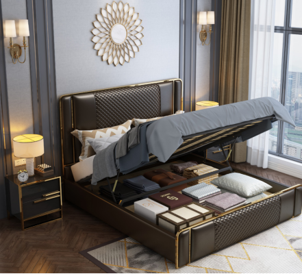 Luxury Designer Bed for the Bedroom Velvet Covered Furniture Beds Fabric