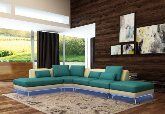 Leather sofa Couch Living landscape Corner sofa Corner Suite Design Modern Sofa 5111