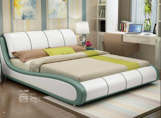 Designer Bed Bedroom Luxury Double bed Beds Leather Hotel Upholstery