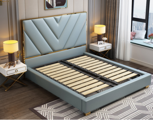 Bed Upholstery Design Luxury Metal Double Beds Hotel Marriage Sleep Room