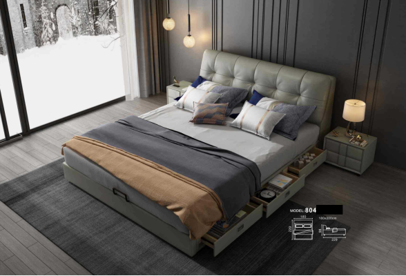 Designer Bed 180x200 Leather Metal Beds Double Bedroom Luxury Marriage