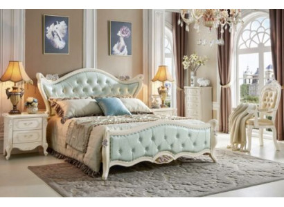 Design Bedroom 5 pcs. Bed Bedside table Baroque Wardrobe Solid wood