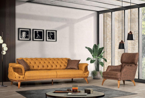 Luxury Single Seater Armchair Couch Upholstery Furniture Chesterfield Desing Sofa Leather
