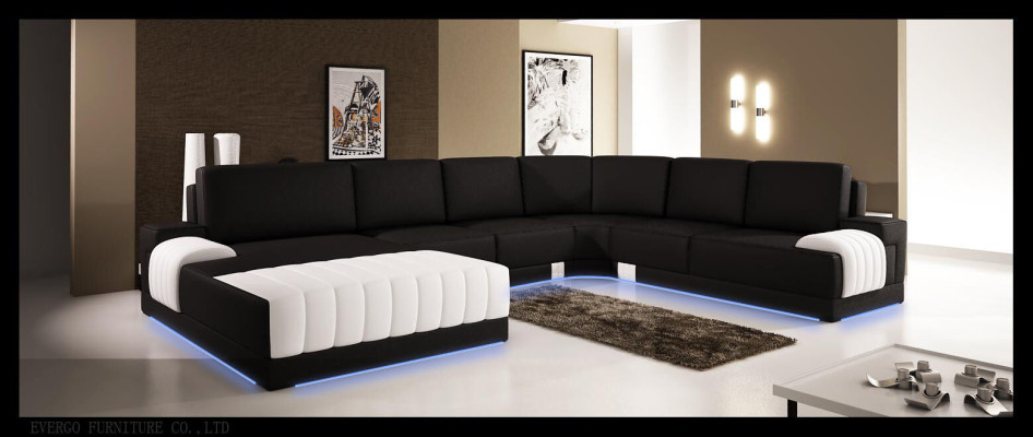 Upholstery Leather Sofa Sofa Couch Upholstery Corner Seat Suite U-shape XXL Big
