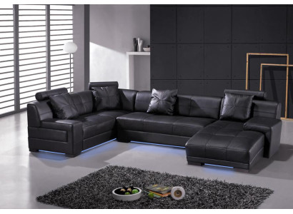 Leather sofa couch living landscape corner sofa corner suite modern design decor