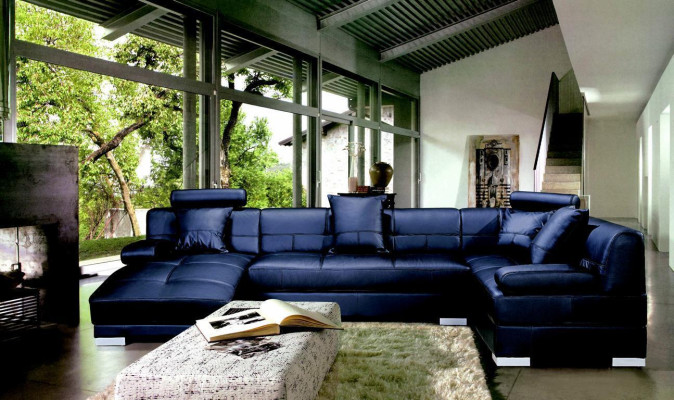 Leather sofa Couch Living landscape Corner sofa Corner Suite Design Modern Decor