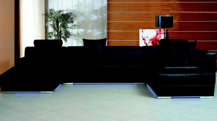 Leather sofa Couch Living landscape Corner sofa Corner Suite Design Modern Decor