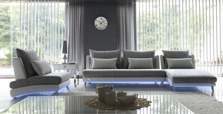Modern Design Corner sofa Upholstery Couch Suite 155x390cm Fabric Textile Sofa Corner
