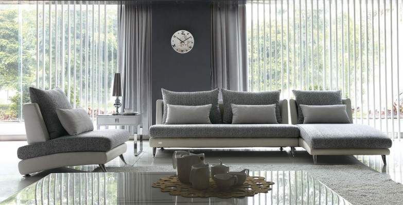 Modern Design Corner sofa Upholstery Couch Suite 155x390cm Fabric Textile Sofa Corner