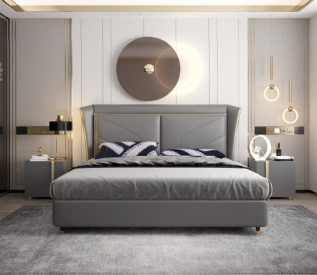 Bed Upholstery Design Luxury Double Hotel Beds Marriage Leather 180x200cm