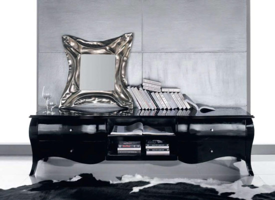 Tv stand sideboard TV cabinet lowboard shelves living room wood black chest of drawers tables