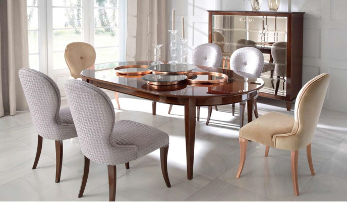 Modern Dining table from Wood with chairs for the Dining room