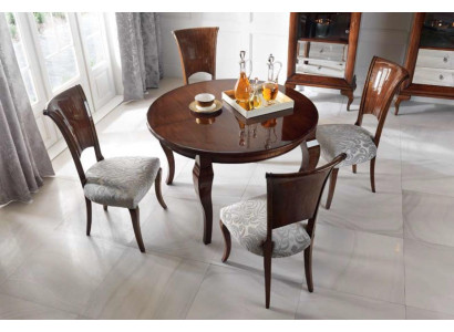 Round dining table high gloss brown table dining set dining room set chairs 5 pieces.