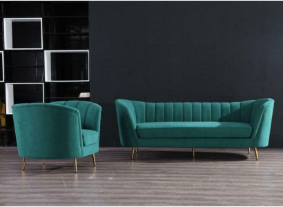 Seat Design Couch Lounge Sofa 2 Seater Living landscape Relax Velvet Solid wood