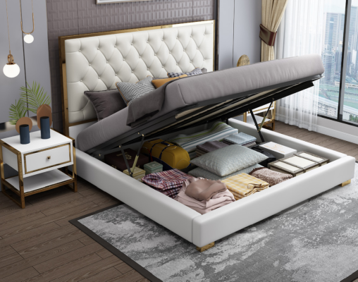 Designer Bed Bedroom Beds Hotel Leather Luxury Upholstery Seat Bed frame