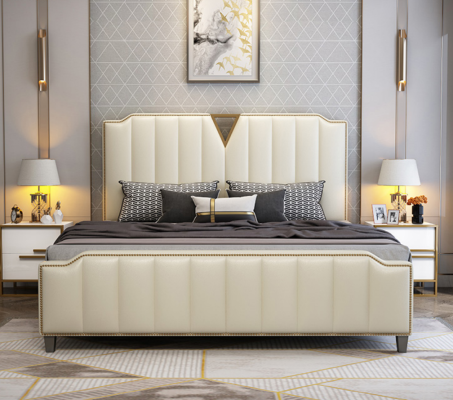 Designer Bed 180x200 Leather Hotel Metal Beds Decorative Double Bedroom