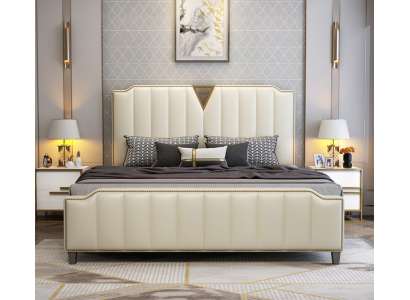 Designer Bed 180x200 Leather Hotel Metal Beds Decorative Double Bedroom