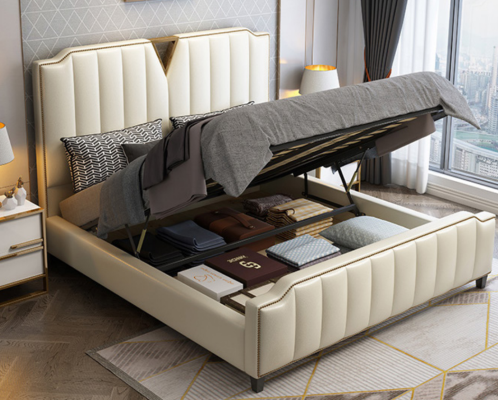 Designer Bed 180x200 Leather Hotel Metal Beds Decorative Double Bedroom