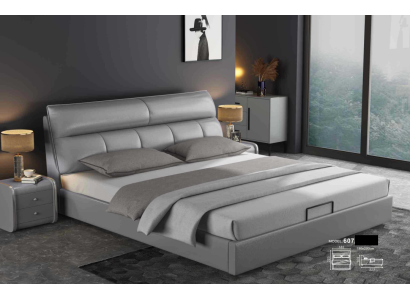 Gray Designer Bed Bedroom Beds Textile Leather Hotel Upholstery