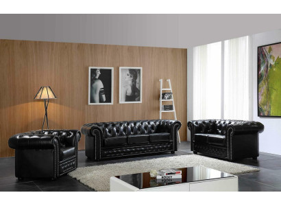 Chesterfield Leather Sofa Sofa Couch Upholstery Seat Set Upholstery Suite 3+2 Seater
