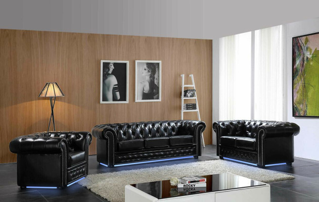 Chesterfield Leather Sofa Sofa Couch Upholstery Seat Set Upholstery Suite 3+2 Seater