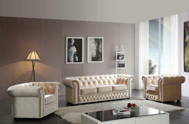 Chesterfield Leather Sofa Sofa Couch Upholstery Seat Set Upholstery Suite 3+2 Seater