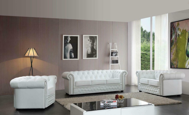 Chesterfield Leather Sofa Sofa Couch Upholstery Seat Set Upholstery Suite 3+2 Seater