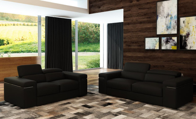 Adjustable Leather Couch Seat Upholstery Living room Set Leather Suite Sofa Couch 3+2+1