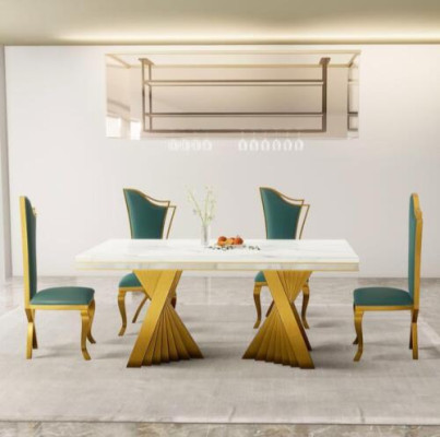 Luxury Dining table Dining room Table Gold Metal Tables Dining tables Furniture Furnishings
