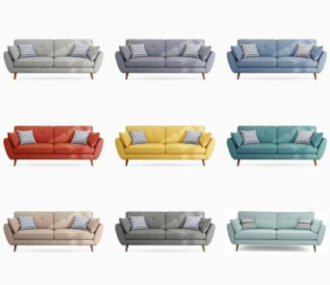 Upholstered Sofa Sofa 2 Seater Textill Seat Design Couch Sofas Fabric Gray 226 cm new