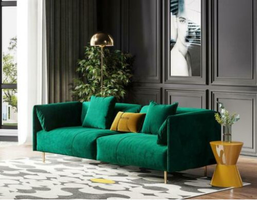 Sofa 2 Seater Velvet Two-seater Relax Velvet Wood Club Seat Design Couch Lounge