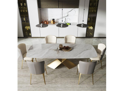 Luxury Dining Tables Design Table stainless steel Stone Furniture Dining room Modern Column