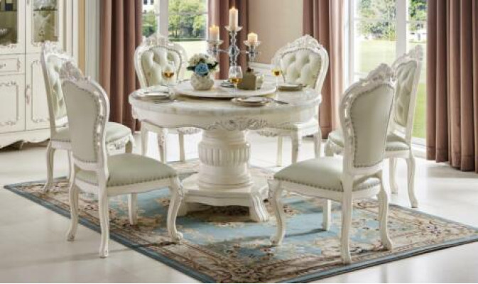 Classic Old White Chesterfield Chair Set Designer Leather Chairs x6 Set