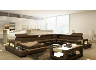 Leather sofa Corner sofa U-shape Couch Living landscape Designer Seat Corner LEONARDO-B