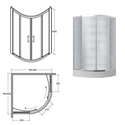 Shower cubicle quarter circle corner shower shower enclosure glass round shower