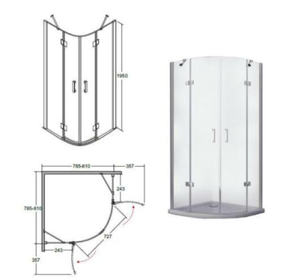 High-quality shower cubicle quarter circle corner shower shower enclosure glass