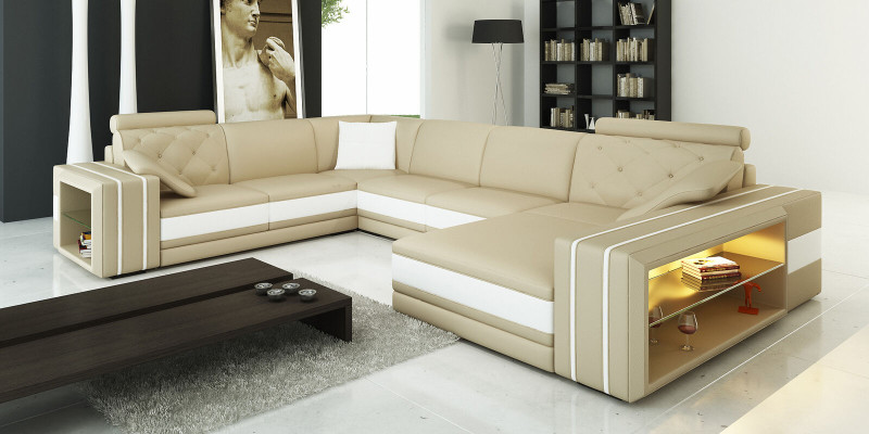 Modern corner sofa couch upholstery corner living landscape XXL design leather sofa Wittlich