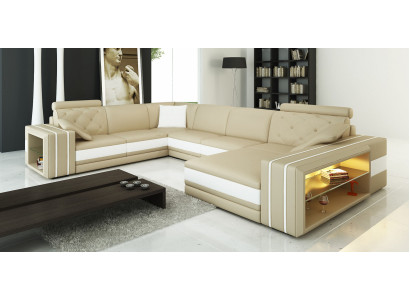 Modern corner sofa couch upholstery corner living landscape XXL design leather sofa Wittlich